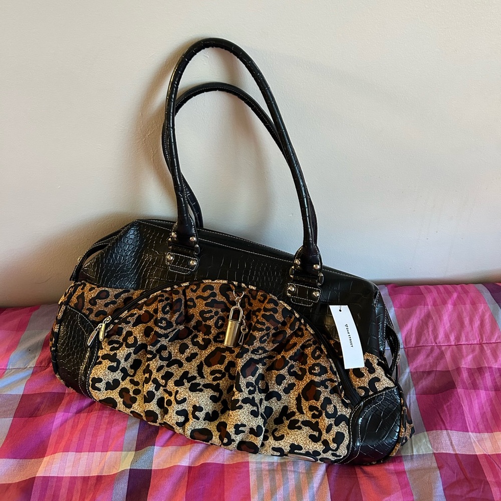 Leather cheetah bag for sale